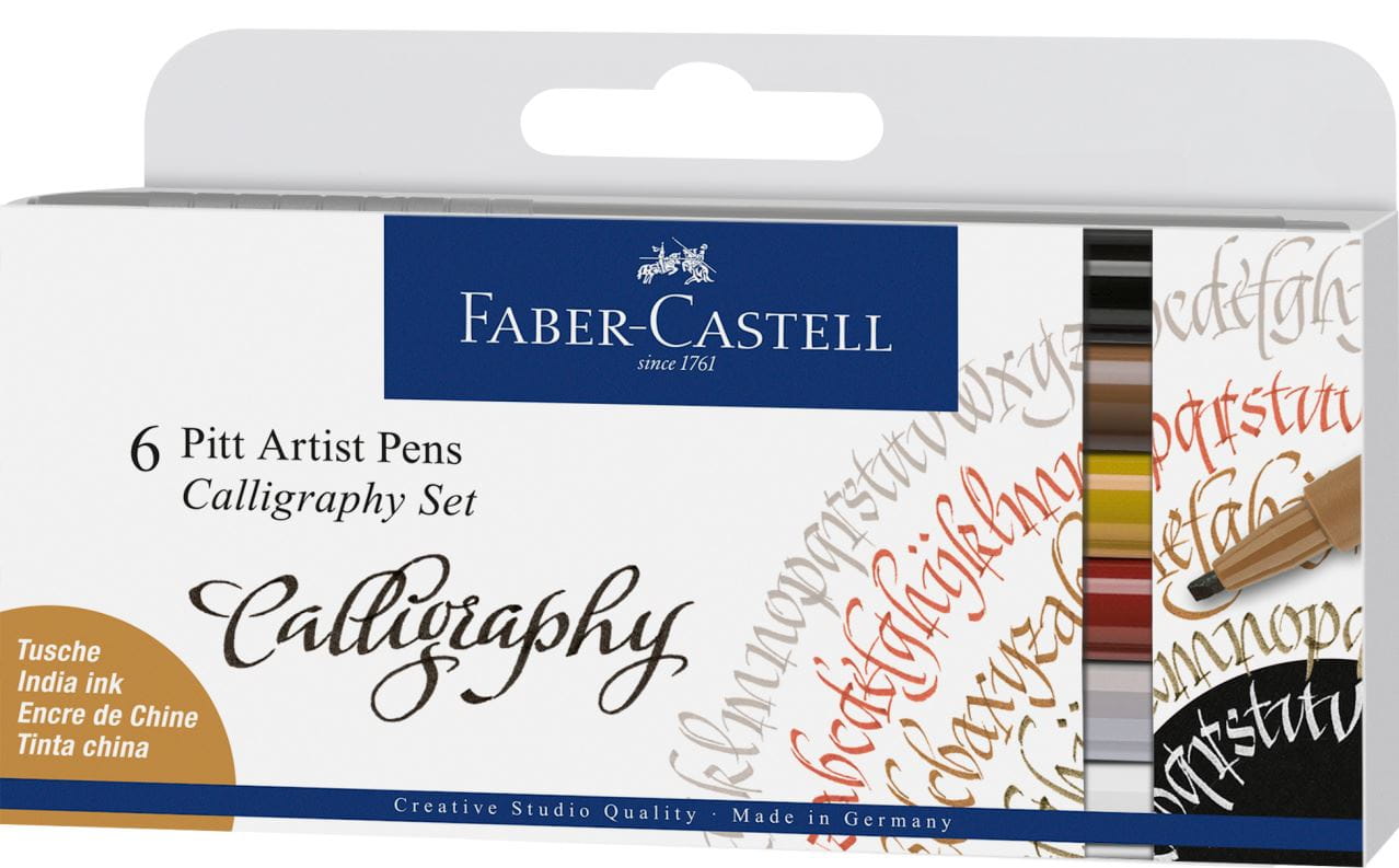 Faber-Castell - Feutres Pitt Artist Pen Calligraphie, boîte de 6