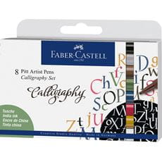 Faber-Castell - Feutres Pitt Artist Pen Calligraphie, boîte de 8