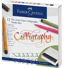 Faber-Castell - Feutre Pitt Artist Pen Calligraphy, studio box de 12