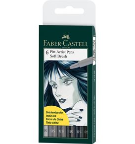 Faber-Castell - Feutre Pitt Artist Pen Soft Brush, boîte de 6