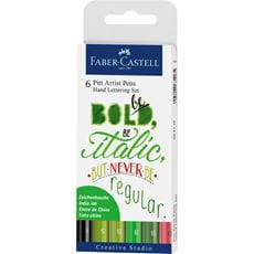 Faber-Castell - Feutres Pitt Artist Pen, boîte de 6, Lettering vert