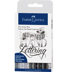 Faber-Castell - Feutres Pitt Artist Pen, boîte de 8, Lettering kit débutant