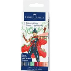 Faber-Castell - Feutres Pitt Artist Pen, boîte de 6, Comic couleurs