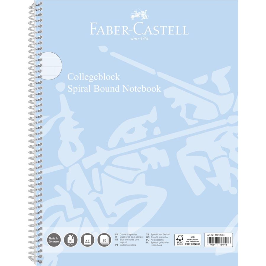 Faber-Castell - Cahier à spirale lignes A4 sky blue