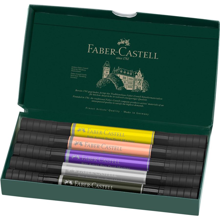 Faber-Castell - Feutre Pitt Artist Pen Double Pointe, boîte de 5 Fashion