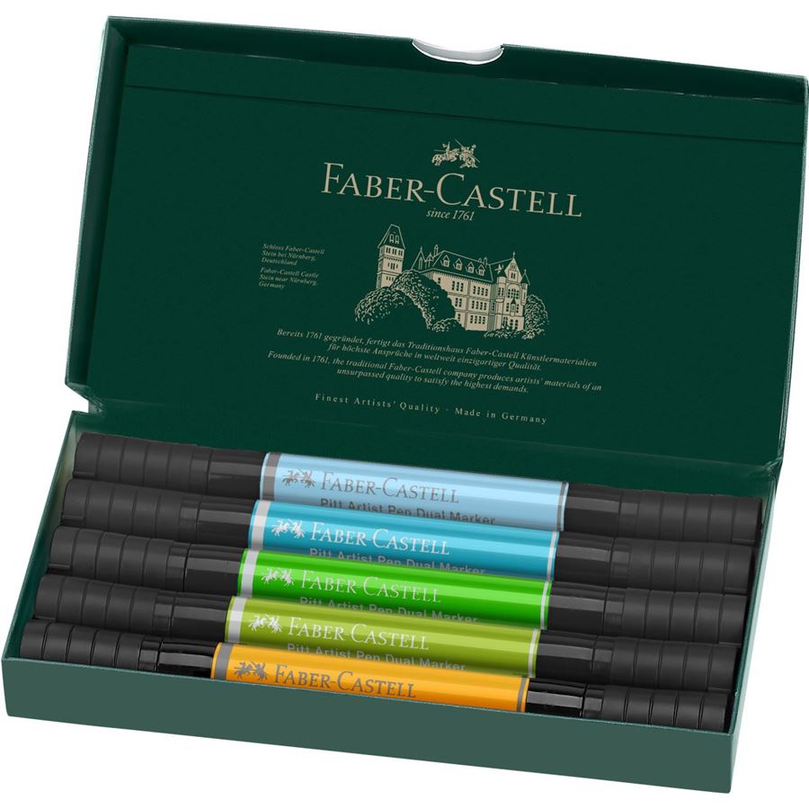 Faber-Castell - Feutre Pitt Artist Pen Double Pointe, boîte de 5, animals