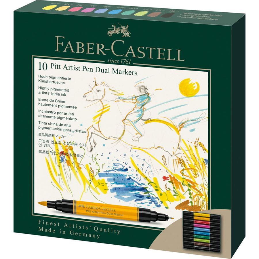 Faber-Castell - Feutre Pitt Artist Pen Double Pointe, boîte de 10