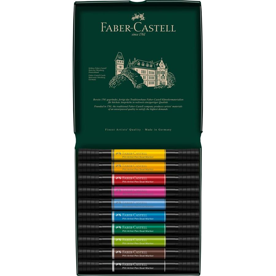 Faber-Castell - Feutre Pitt Artist Pen Double Pointe, boîte de 10