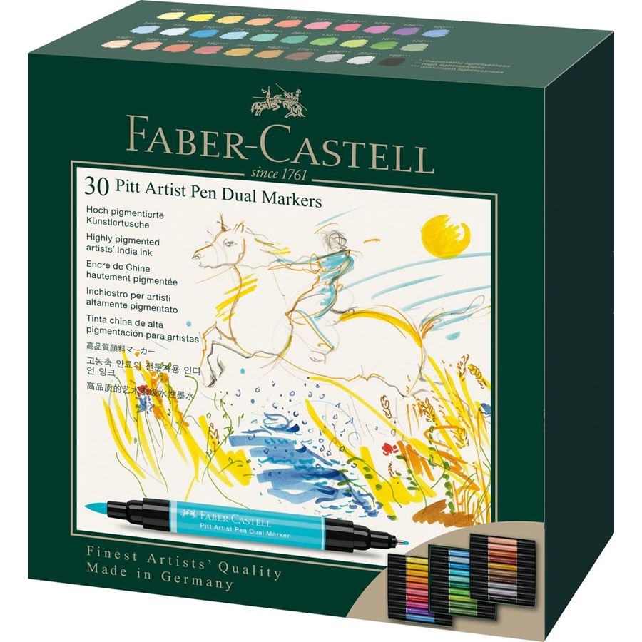 Faber-Castell - Feutre Pitt Artist Pen Double Pointe, boîte de 30