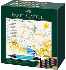 Faber-Castell - Feutre Pitt Artist Pen Double Pointe, boîte de 30