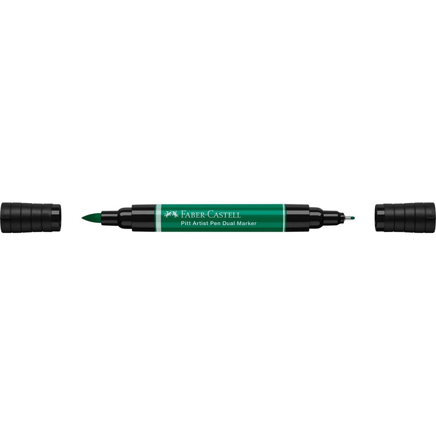 Faber-Castell - Feutre Pitt Artist Pen Double Pointe, vert phthalo foncé