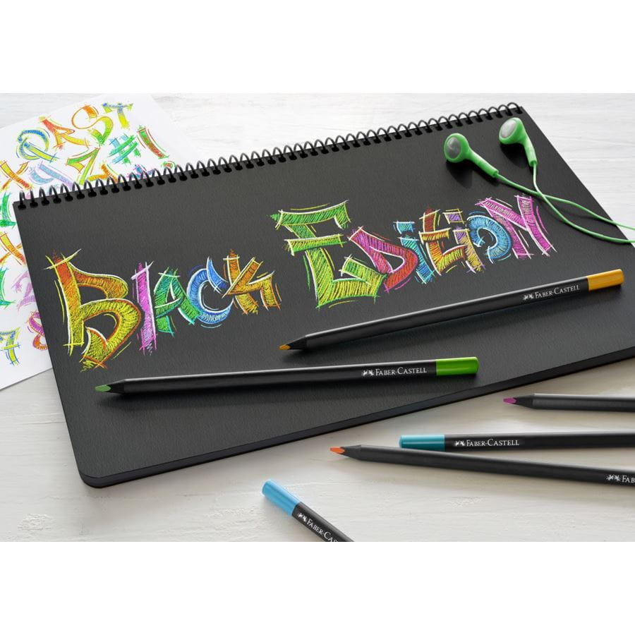 Faber-Castell - Crayons de couleur Black Edition, étui en carton de 12