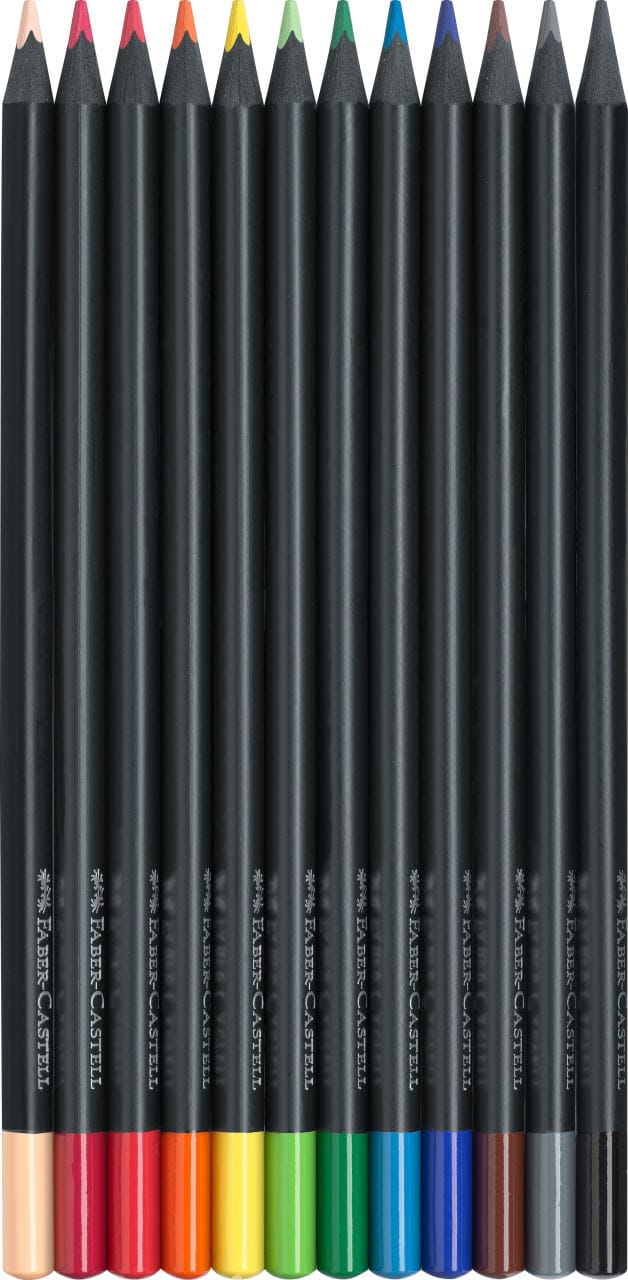 Faber-Castell - Crayons de couleur Black Edition, étui en carton de 12