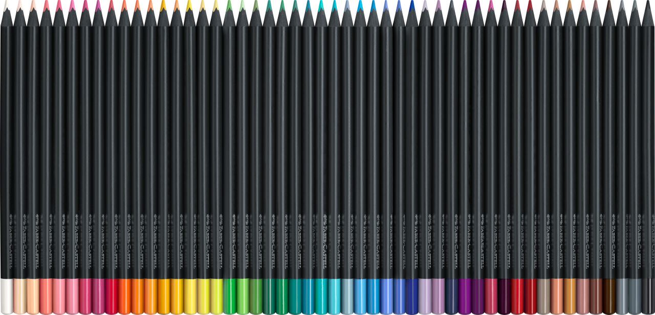 Faber-Castell 116450 Étui en carton support 50 crayons de couleur BLACK EDITION. 