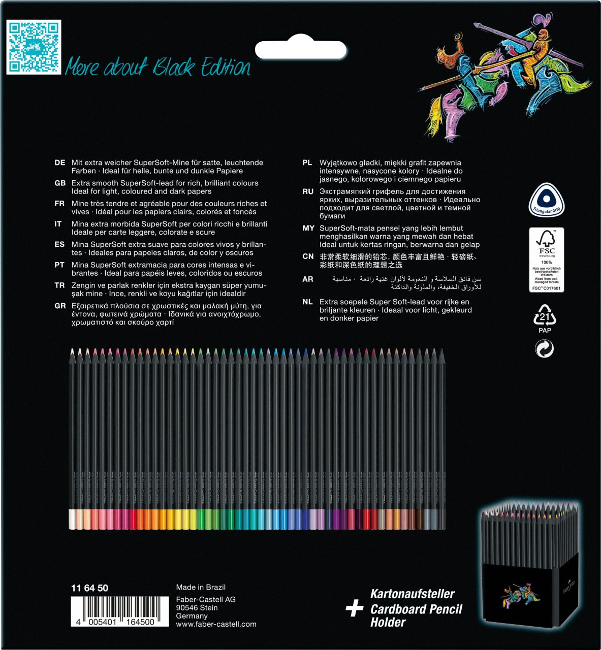 Faber-Castell - Crayons de couleur Black Edition 50x