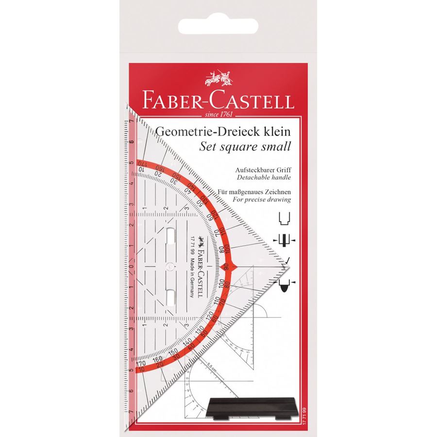 Faber-Castell - Équerre, petit format, avec poignée, 14 cm