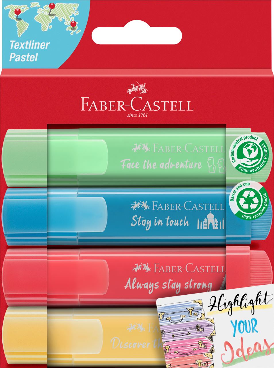 Faber-Castell - Surligneurs TL 46 Pastel promo carton 4x