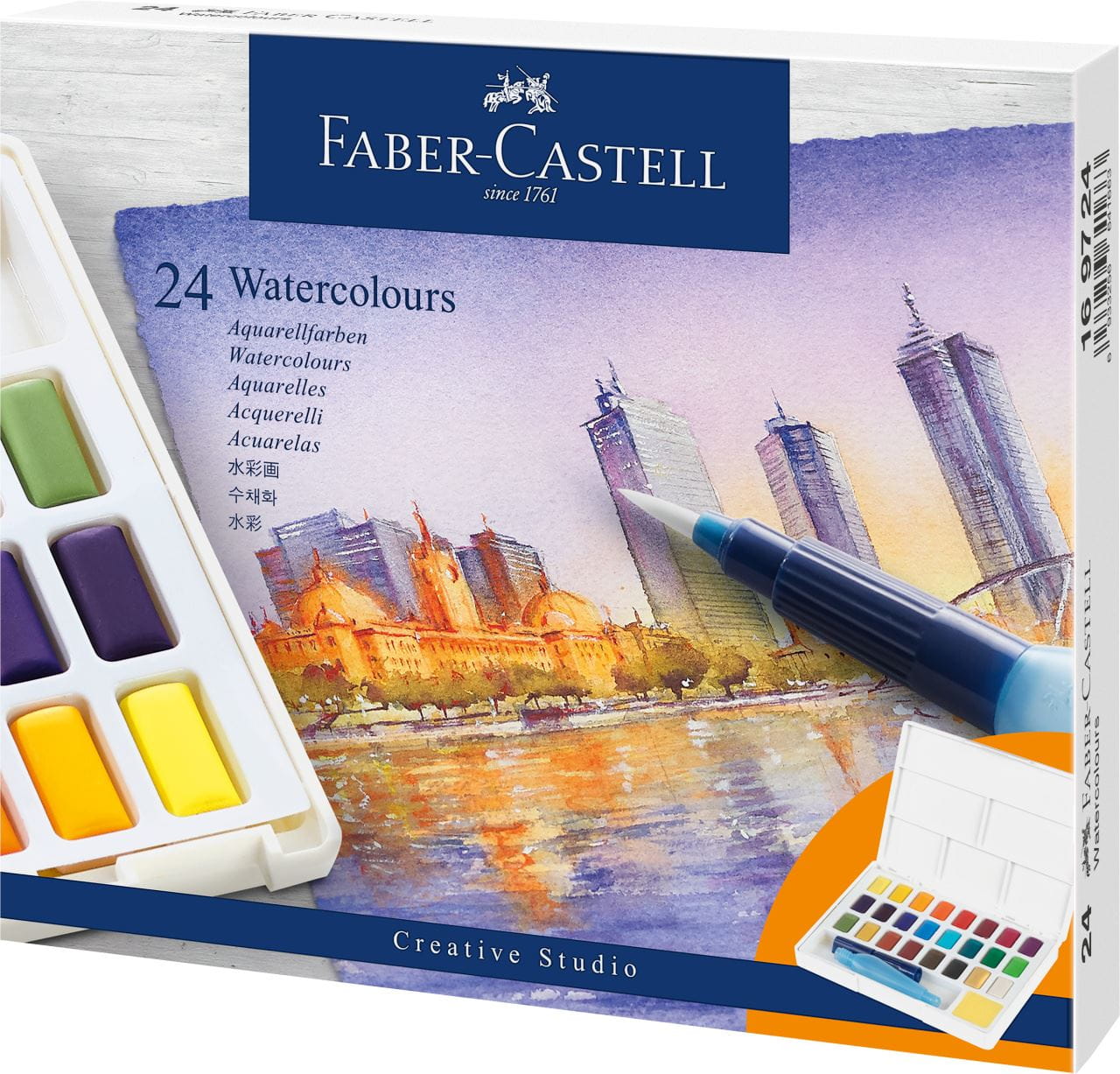 Faber-Castell - Aquarelles en godets, boîte de 24