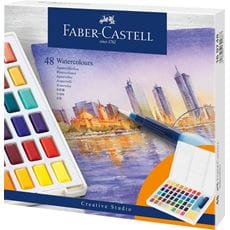 Faber-Castell - Aquarelles en godets, boîte de 48